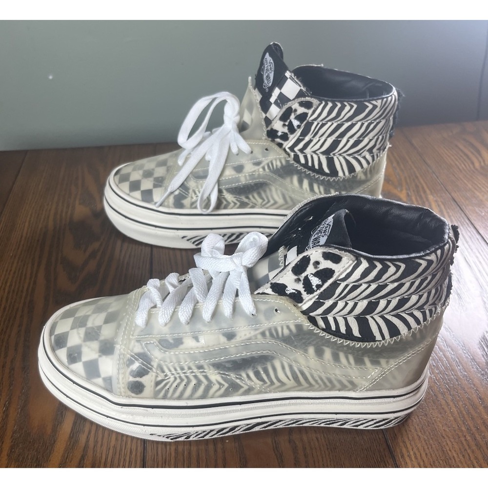 Vans Super Comfycush Sk8-hi Mixed Media Platform High Top Translucent Check Sz 7